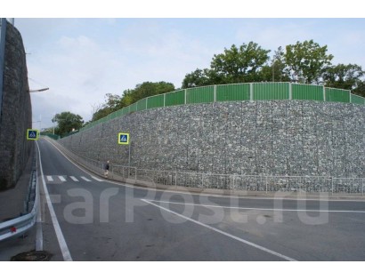 Подпорная стена из габионов ПВХ на Санаторной  (Владивосток)